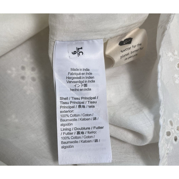 Madewell Eyelet Tie Front Midi Dress White Cotton Short Sleeve Size 4 Boho Bride - Picture 11 of 16